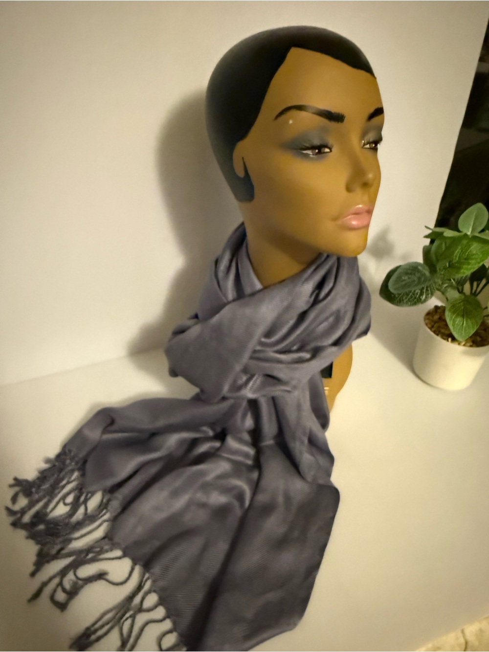 Large lavender/gray Fringe Pashmina   -